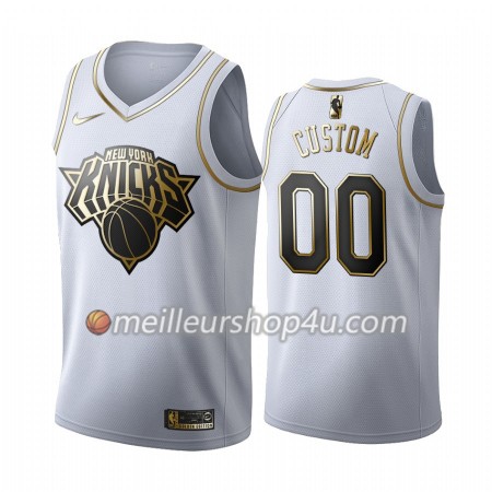 Maillot Basket Homme New York Knicks Personnalisé 2019-20 Nike Blanc Golden Edition Swingman